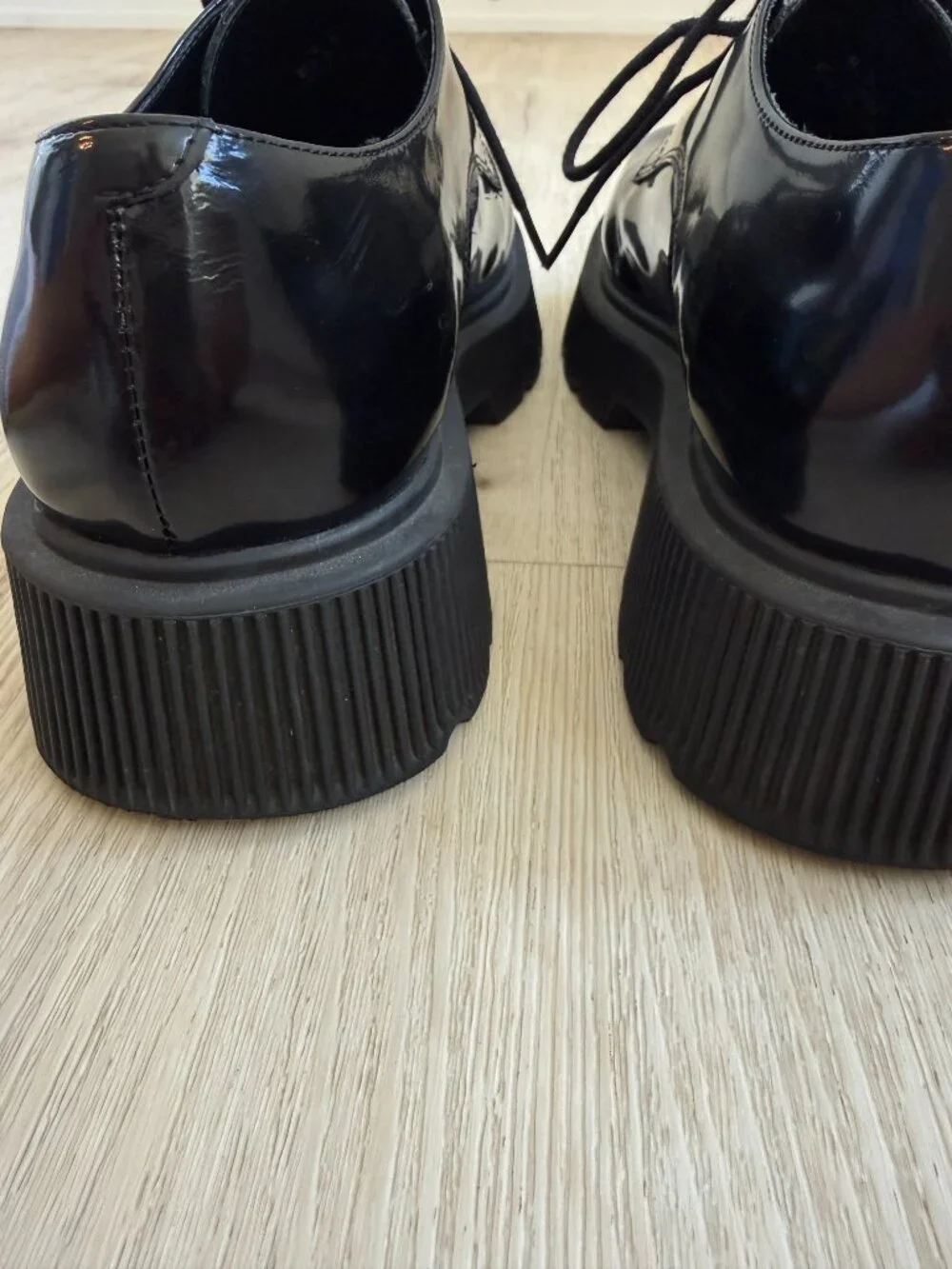 Jeffrey Campbell Black Y2K The Office Grunge Patent Platform Oxford Shoes 8.5